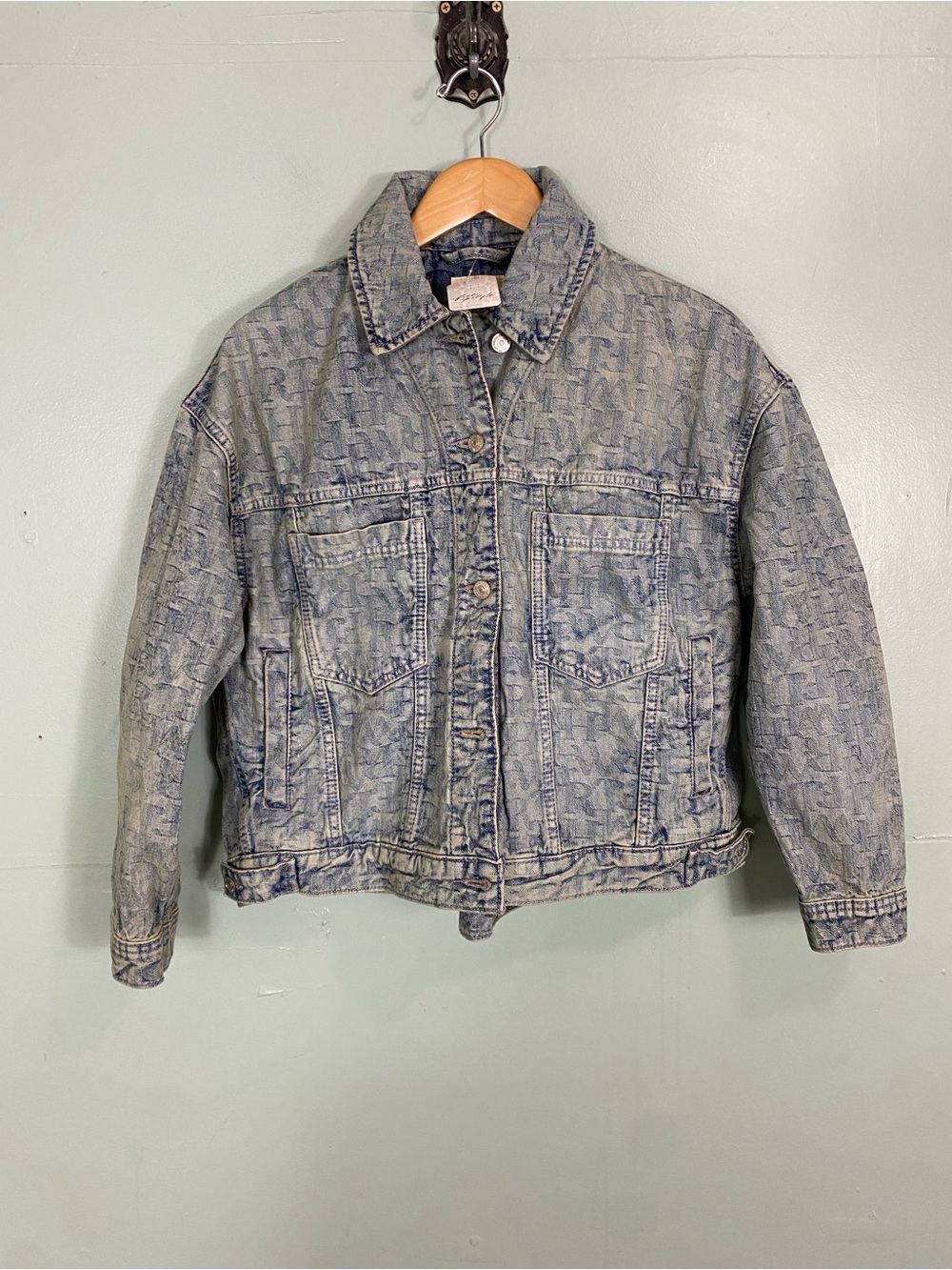 Free People Opal Jacquard Denim Jacket Small Blue‎